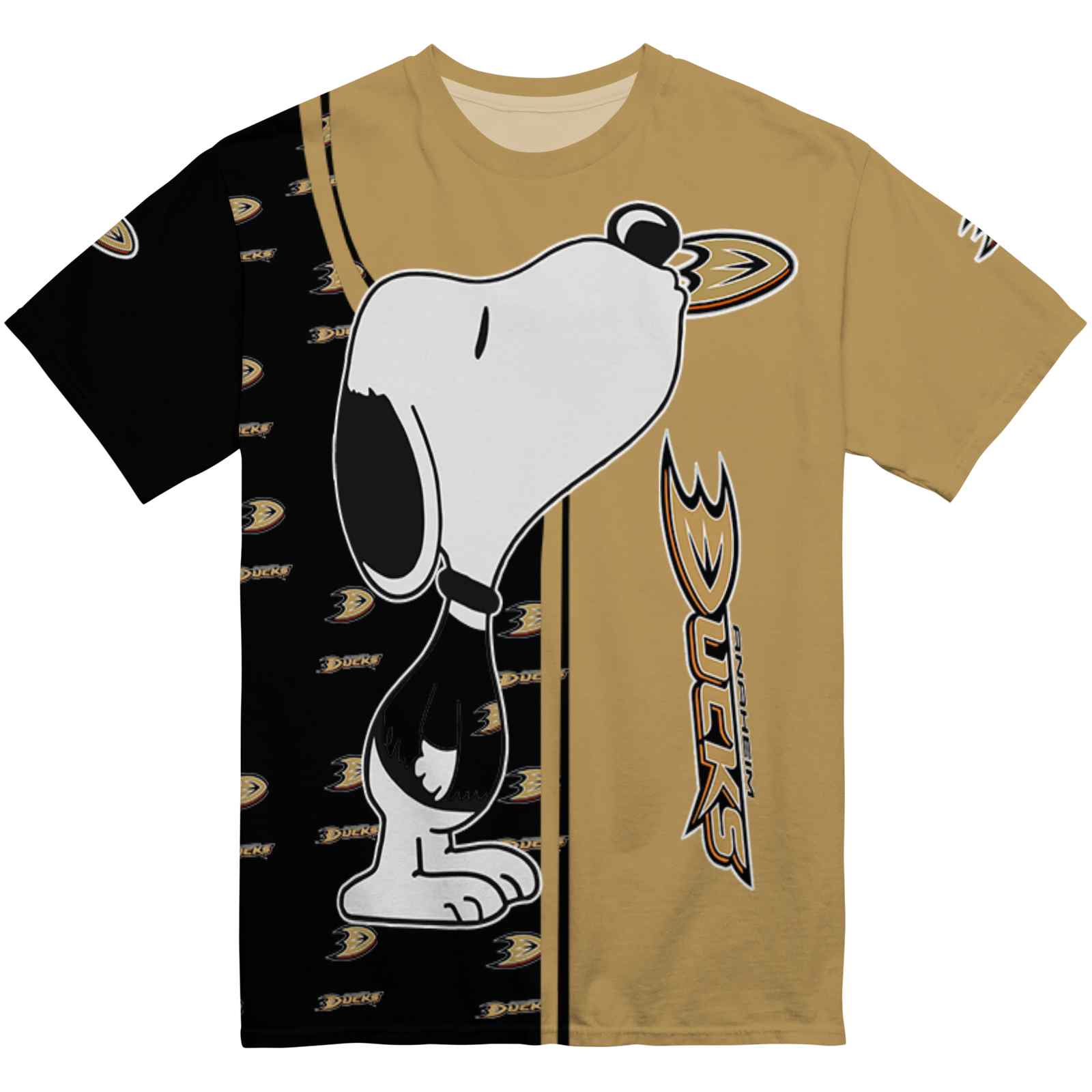 Anaheim Ducks Snoopy Graphic Gold T-Shirt