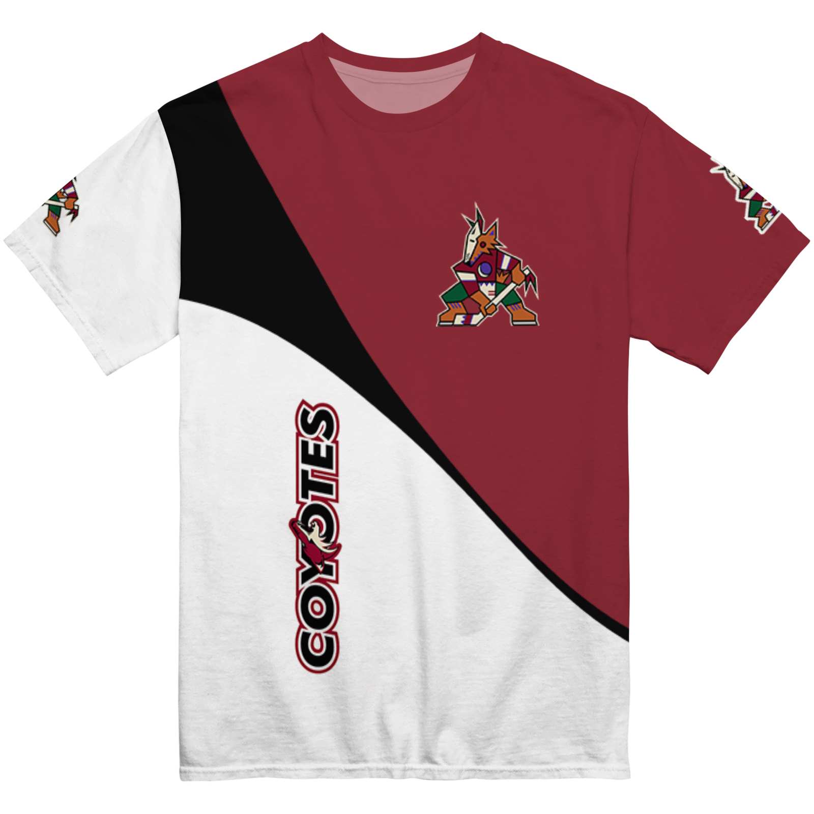 Arizona Coyotes Abstract Curve White Black T-Shirt