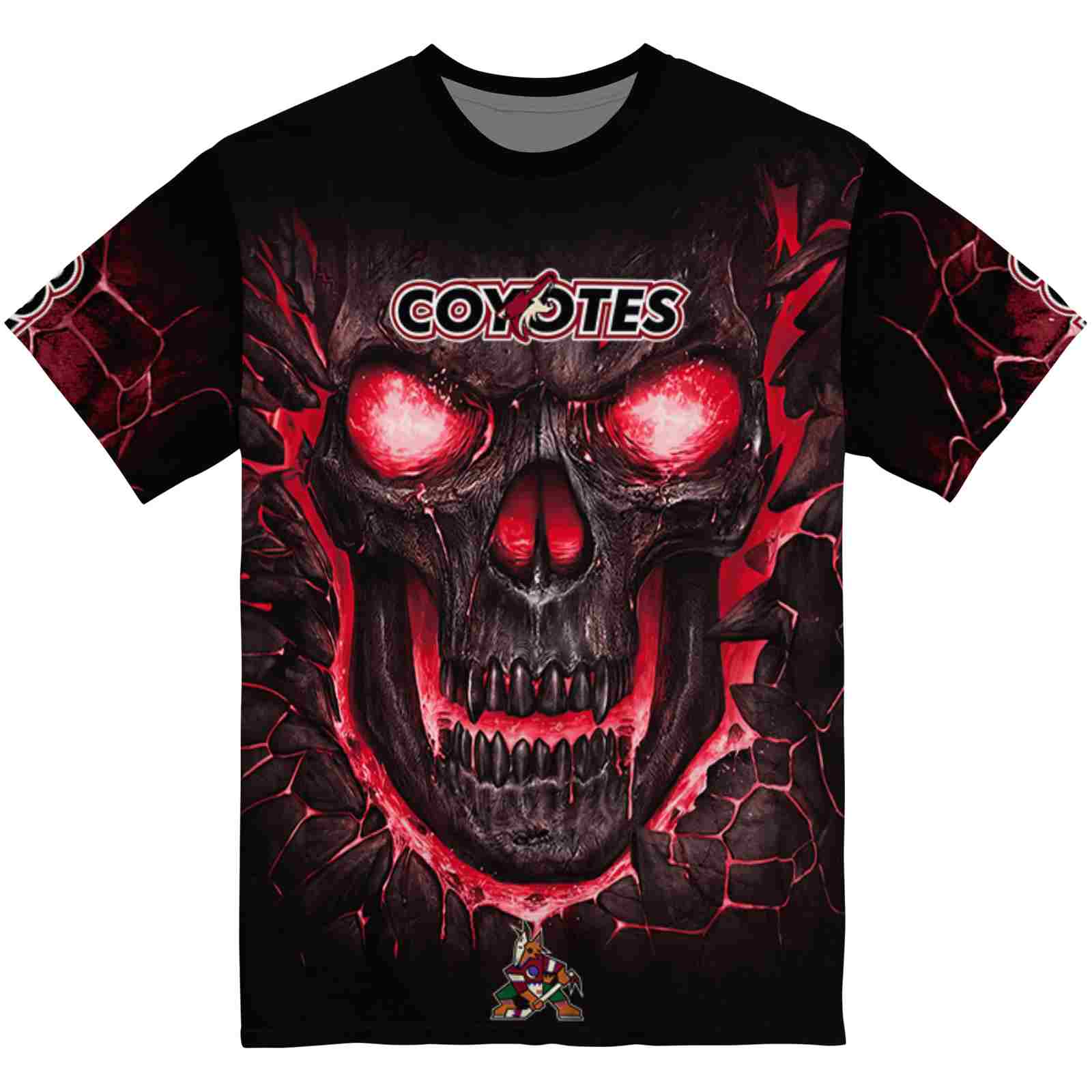 Arizona Coyotes Fiery Skull Red Black T-Shirt