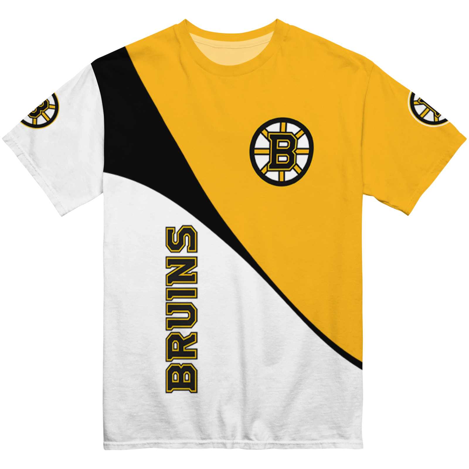 Boston Bruins Abstract Curve White Black T-Shirt