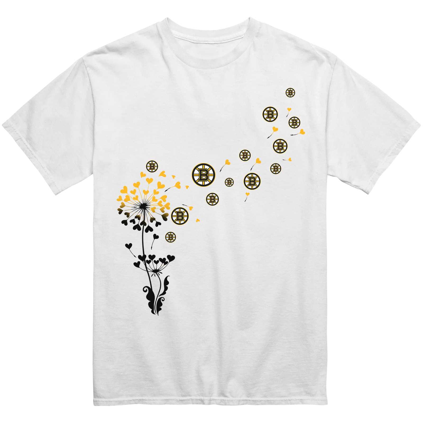 Boston Bruins Heart Dandelion T-Shirt