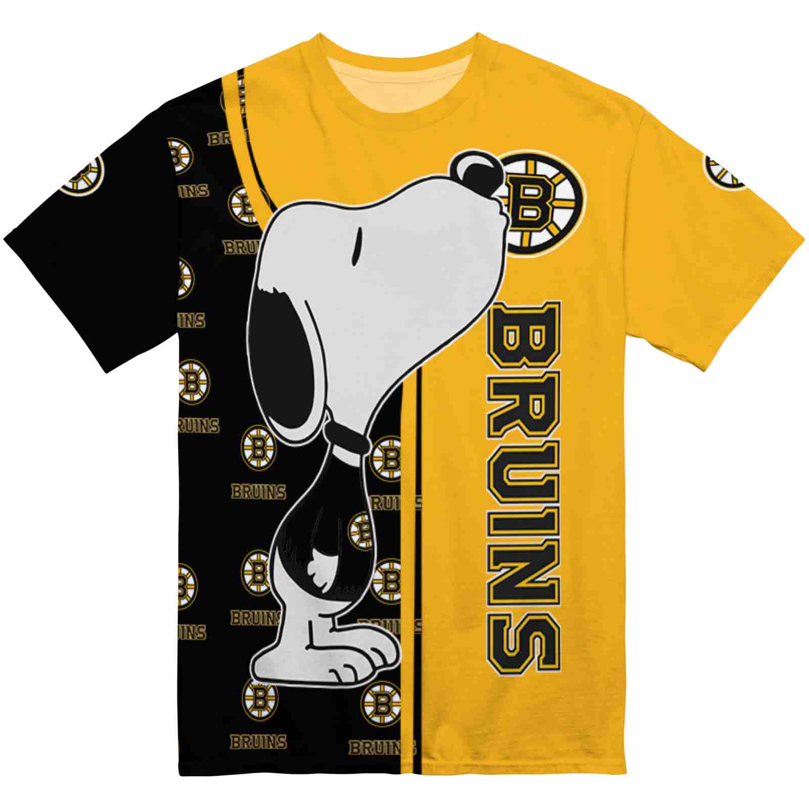 Boston Bruins Snoopy Graphic Gold T-Shirt