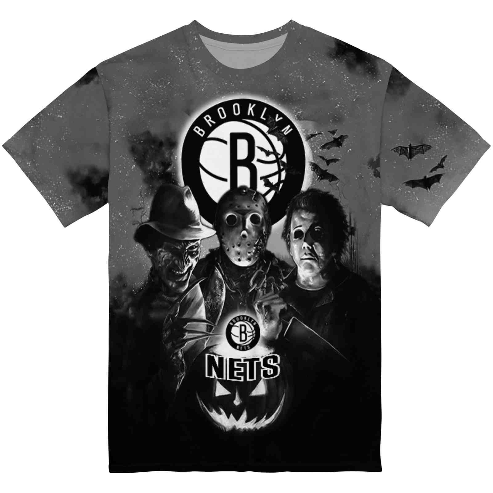 Brooklyn Nets Horror Icons Black T-Shirt