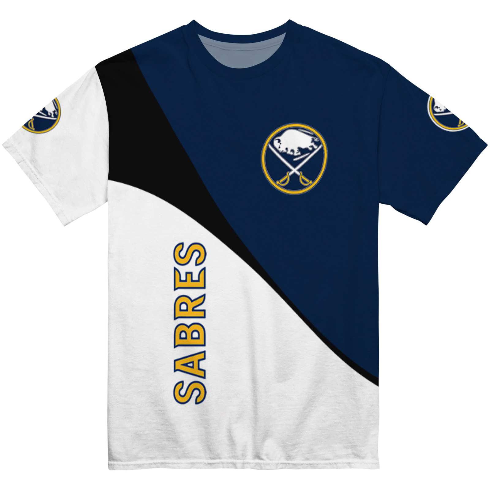 Buffalo Sabres Abstract Curve White Black T-Shirt