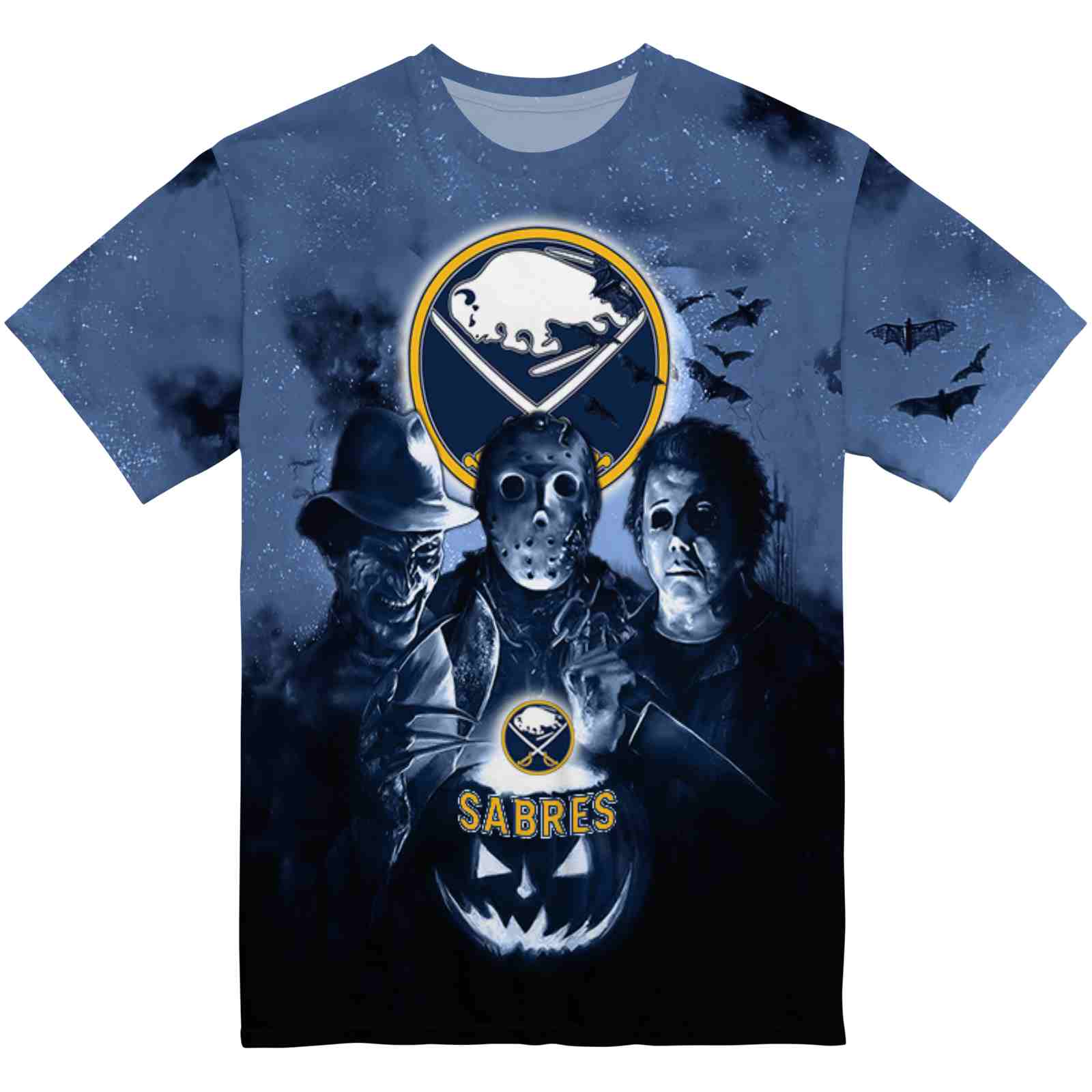 Buffalo Sabres Horror Icons Navy Blue Black T-Shirt