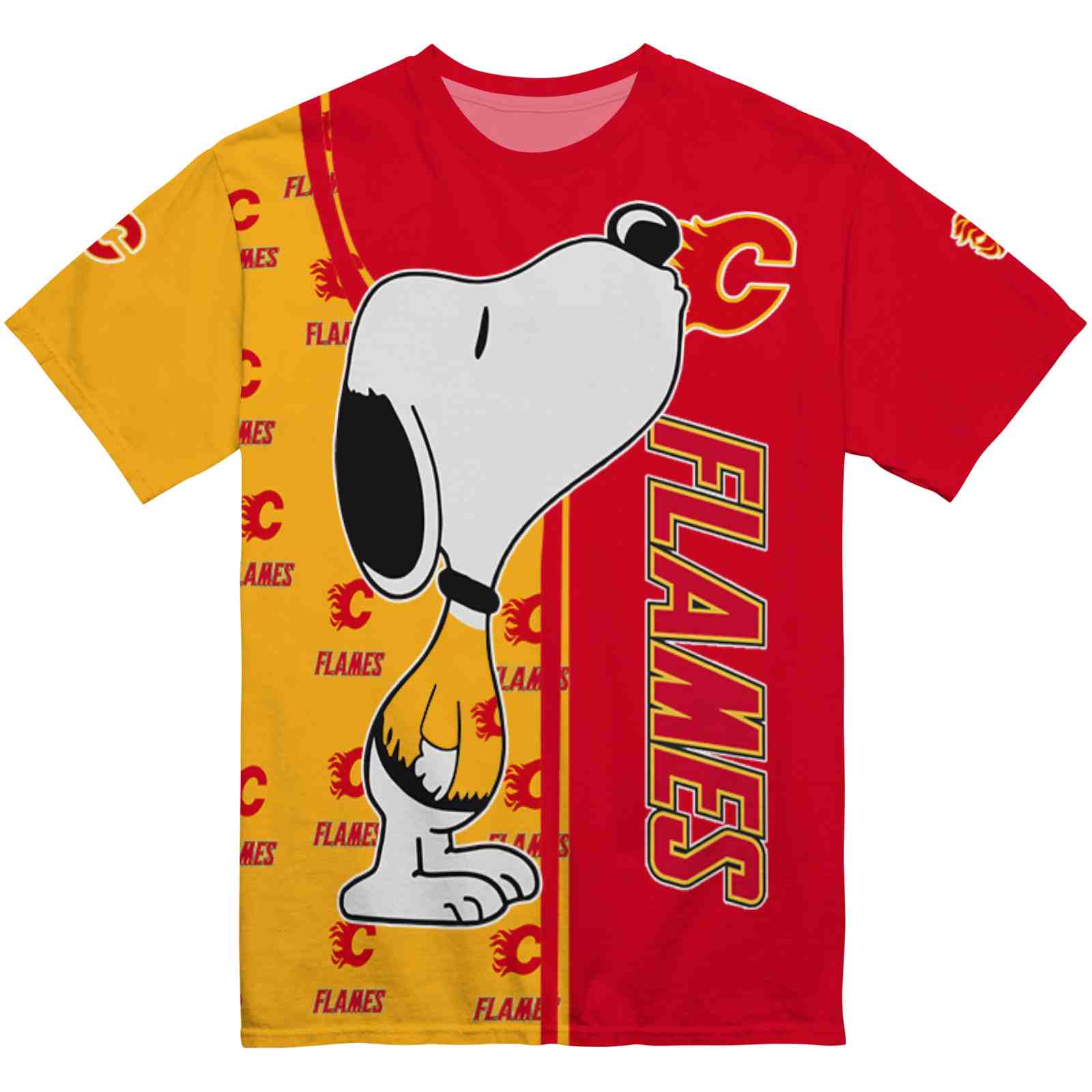 Calgary Flames Snoopy Graphic Red T-Shirt