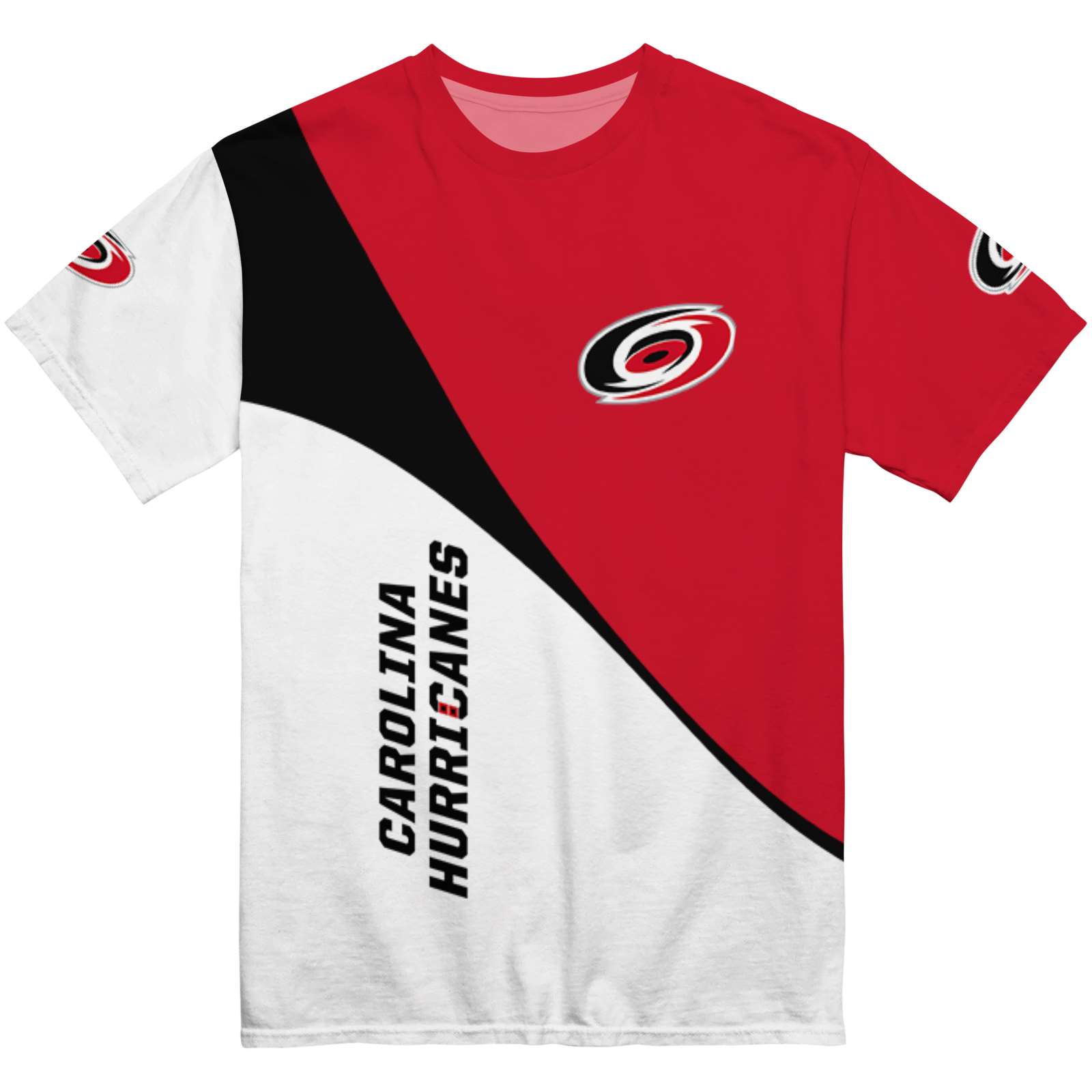 Carolina Hurricanes Abstract Curve White Black T-Shirt