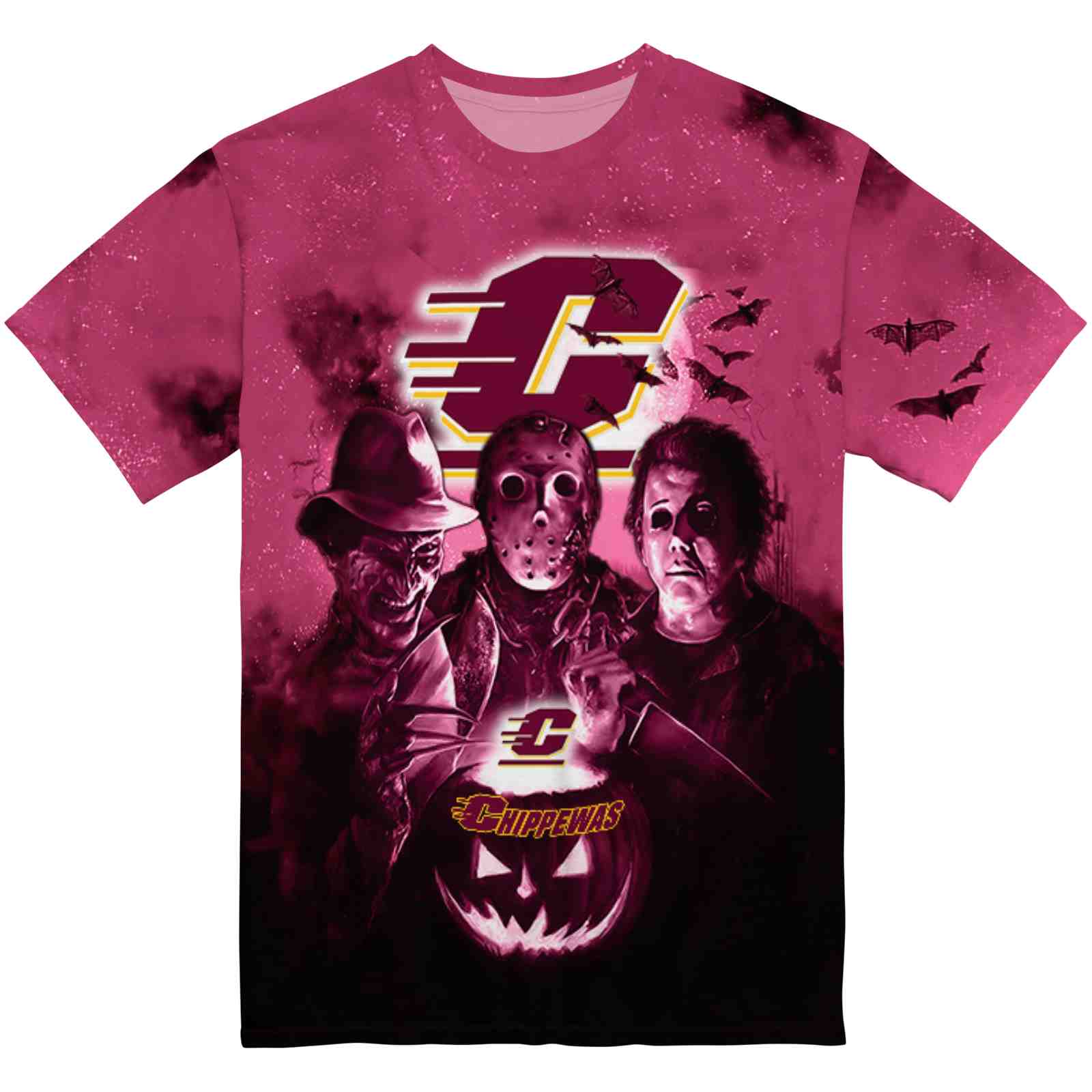 Central Michigan Chippewas Horror Icons Maroon Black T-Shirt