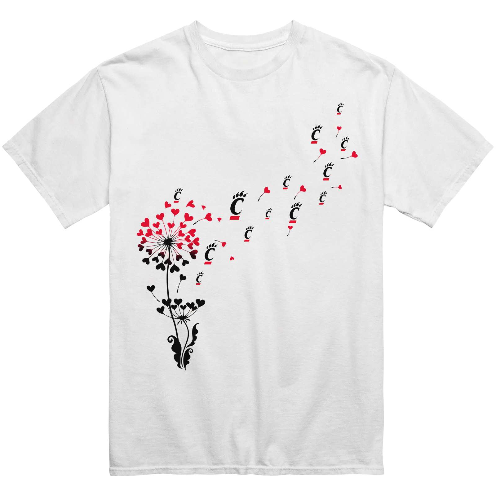 Cincinnati Bearcats Heart Dandelion T-Shirt