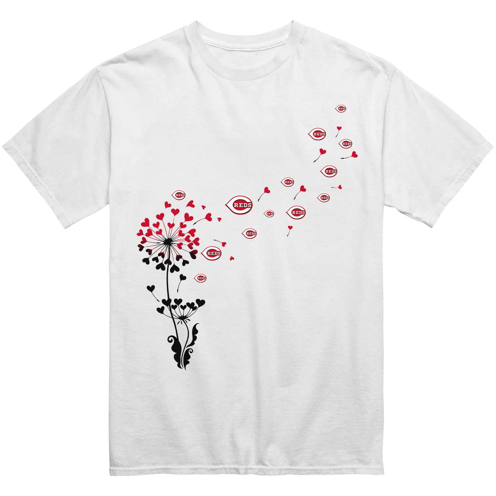 Cincinnati Reds Heart Dandelion T-Shirt