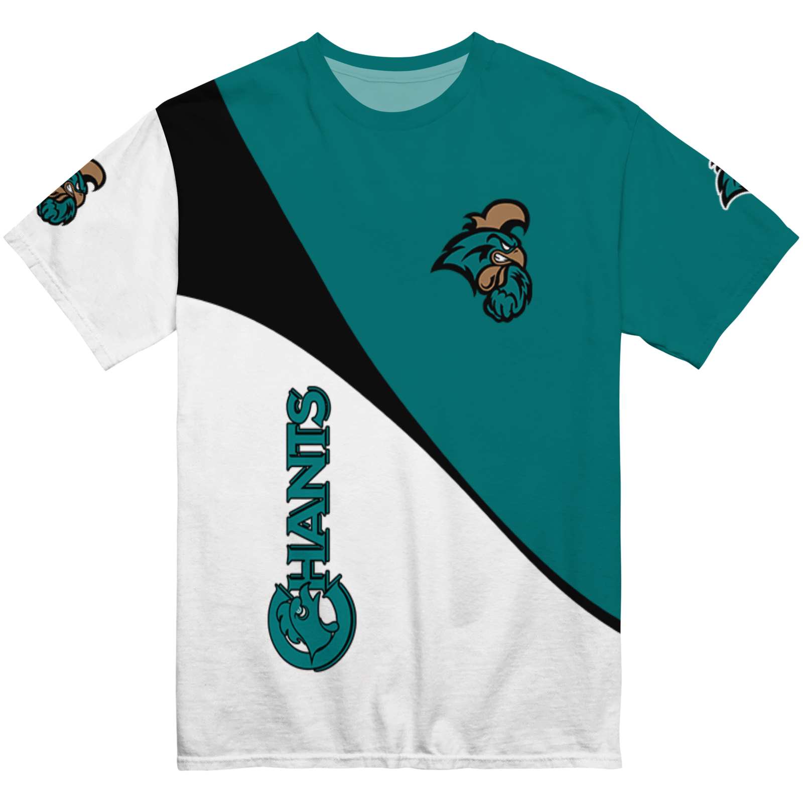 Coastal Carolina Chanticleers Abstract Curve White Black T-Shirt