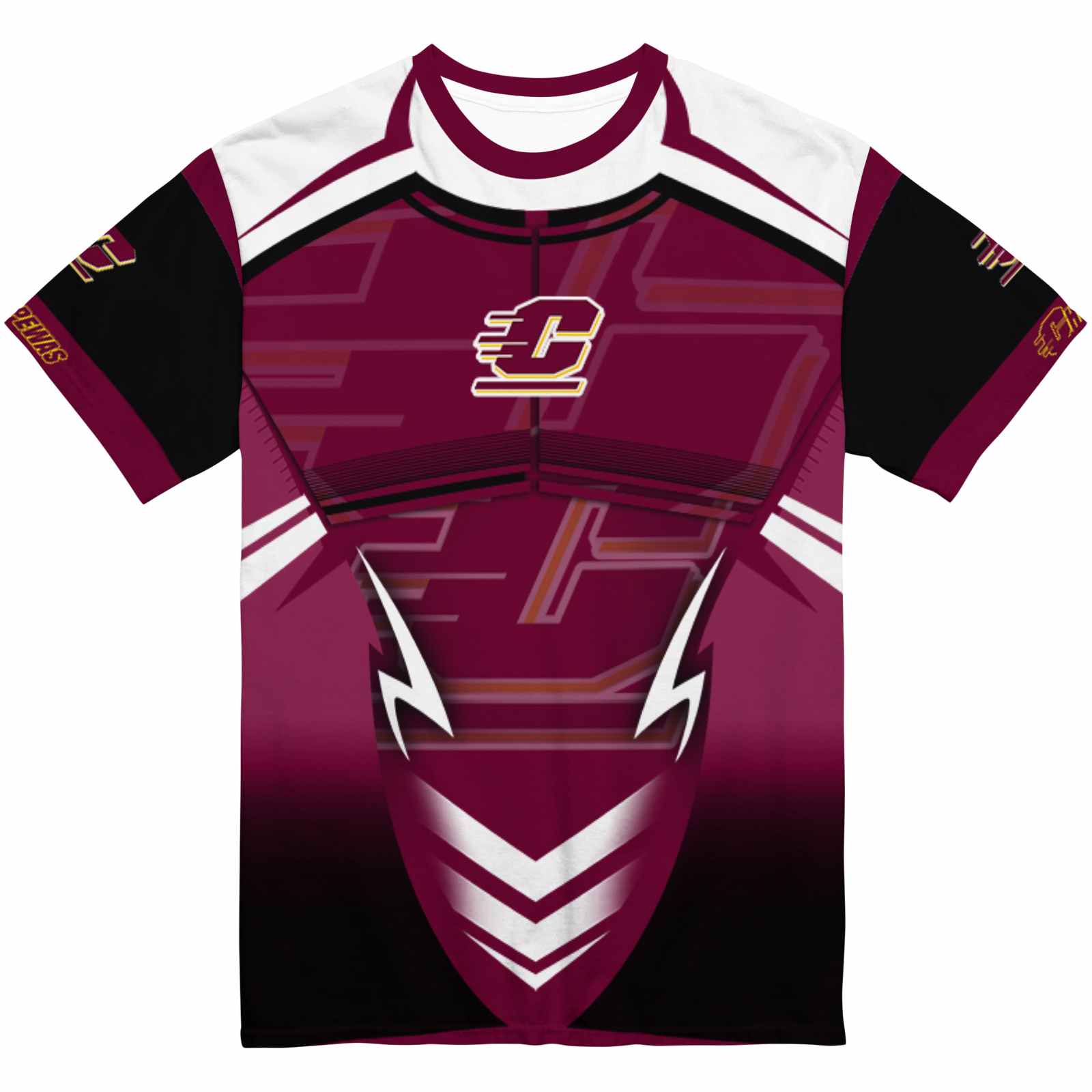 Custom Central Michigan Chippewas Futuristic Armor Maroon Black White T-Shirt