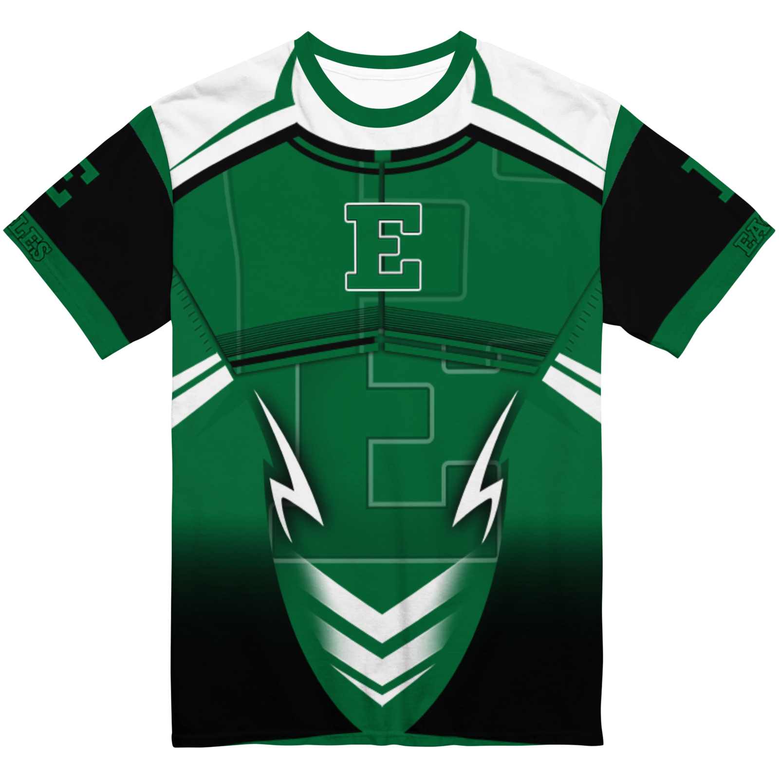 Custom Eastern Michigan Eagles Futuristic Armor Green Black White T-Shirt