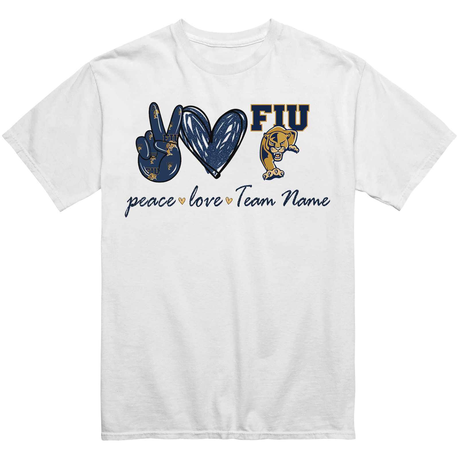 Custom FIU Panthers Peace Love T-Shirt