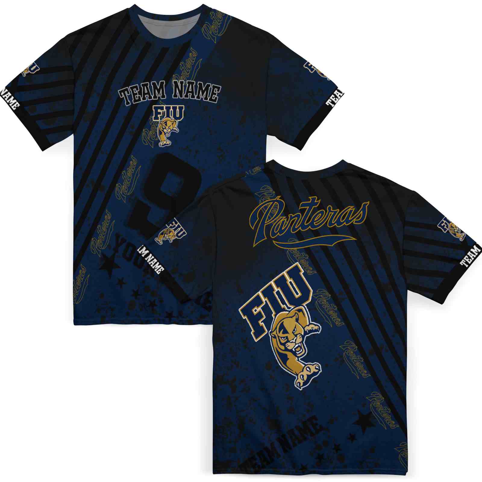 custom-fiu-panthers-splatter-art-blue-black-t-shirt-fashion-forward