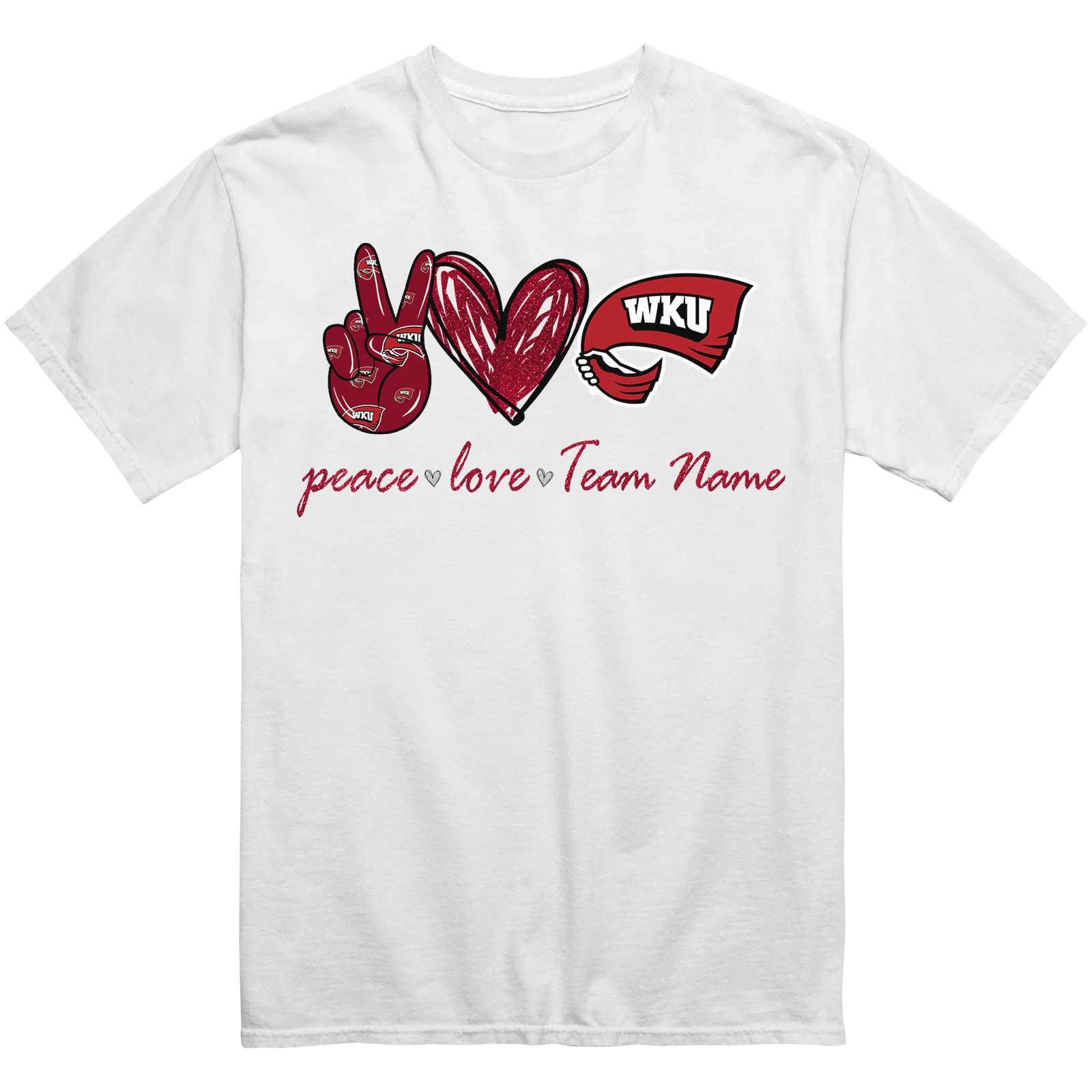 Custom Western Kentucky Hilltoppers Peace Love T-Shirt