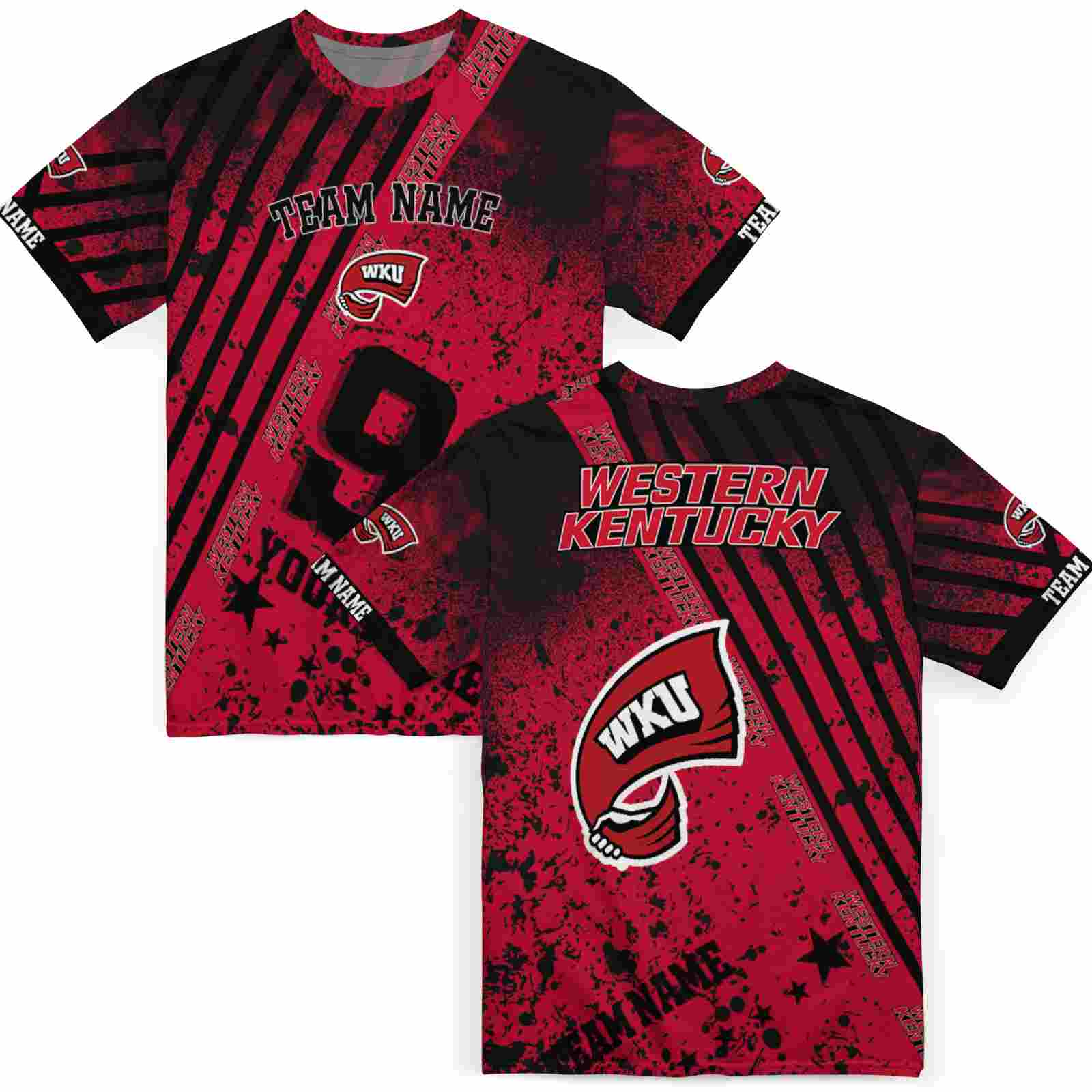 custom-western-kentucky-hilltoppers-splatter-art-red-black-t-shirt-fashion-forward