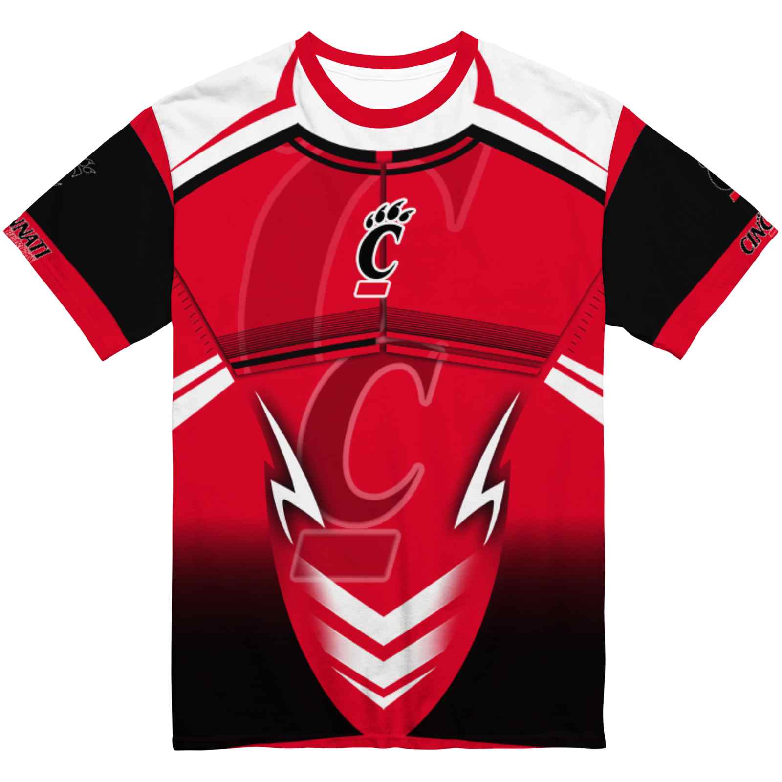 Customized Cincinnati Bearcats Futuristic Armor Red Black White T-Shirt