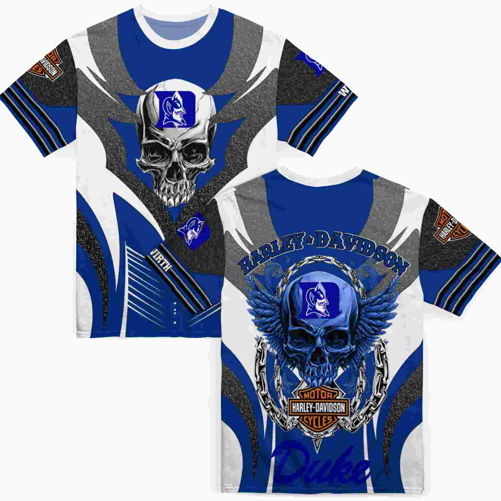 customized-duke-blue-devils-skull-emblem-blue-white-t-shirt-fashion-forward