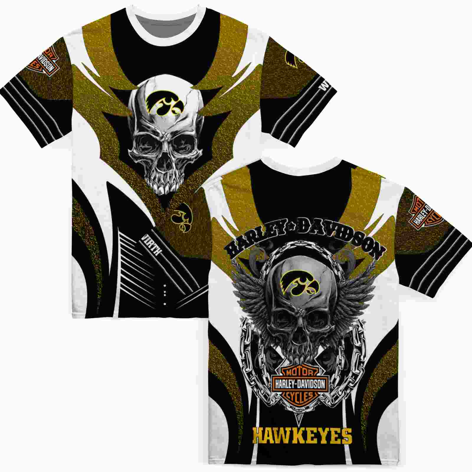 customized-iowa-hawkeyes-skull-emblem-black-white-t-shirt-fashion-forward