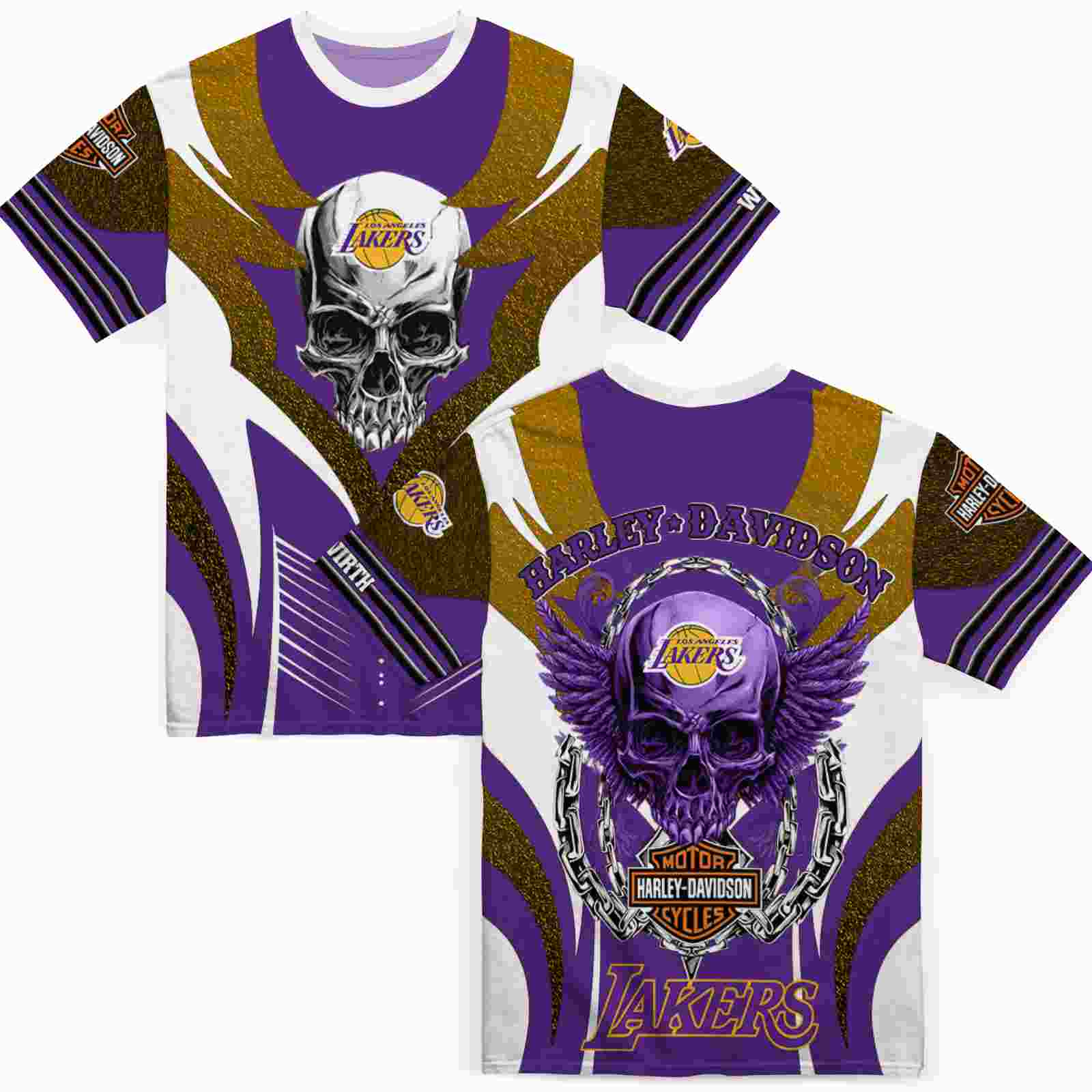 customized-los-angeles-lakers-skull-emblem-purple-white-t-shirt-fashion-forward