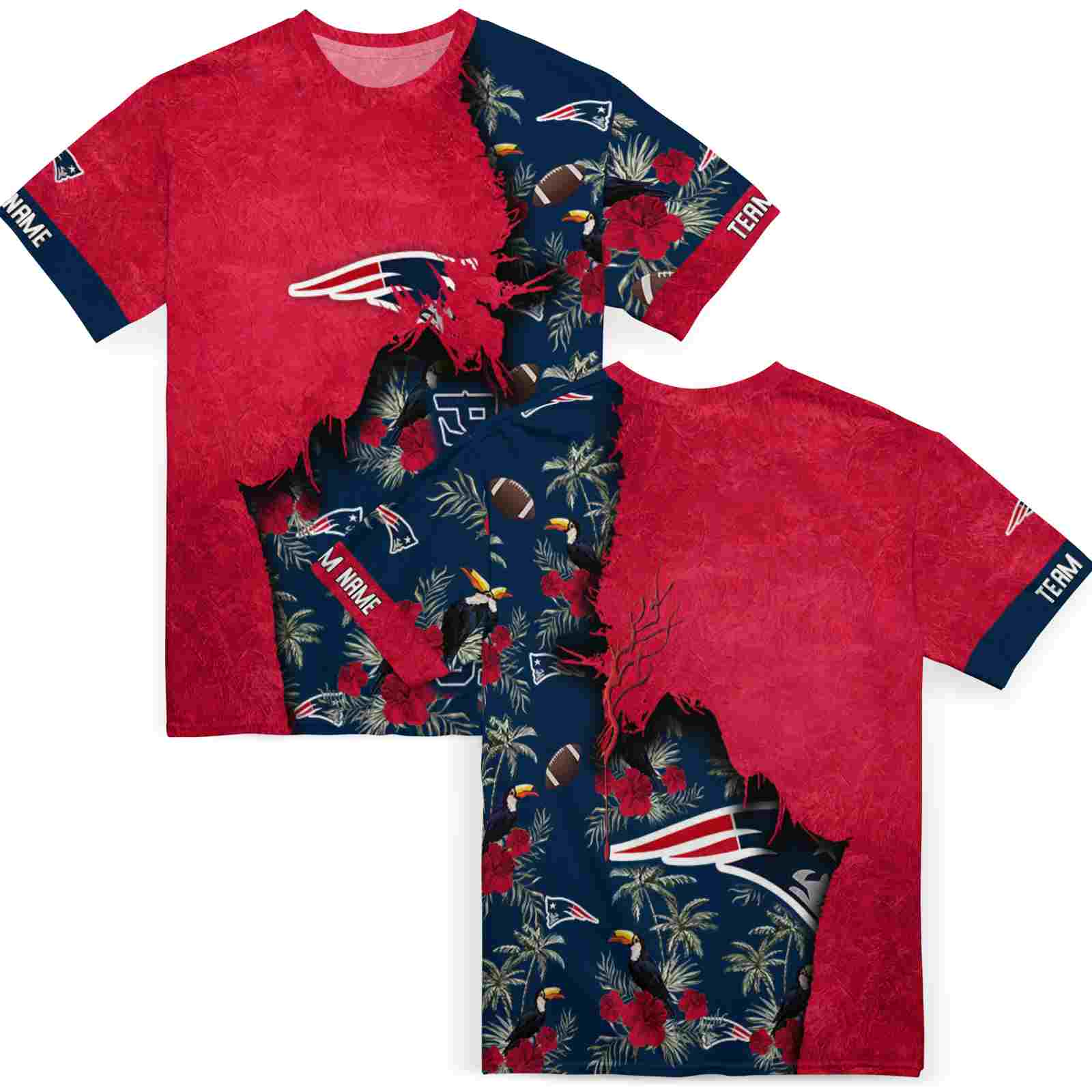 customized-new-england-patriots-tropical-scene-red-t-shirt-fashion-forward