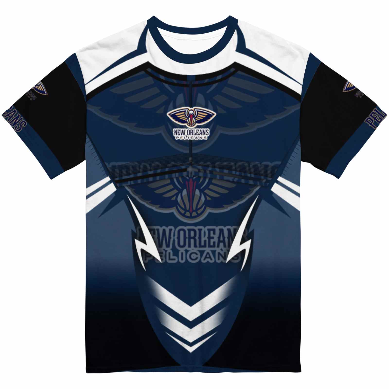 Customized New Orleans Pelicans Futuristic Armor Navy Black White T-Shirt