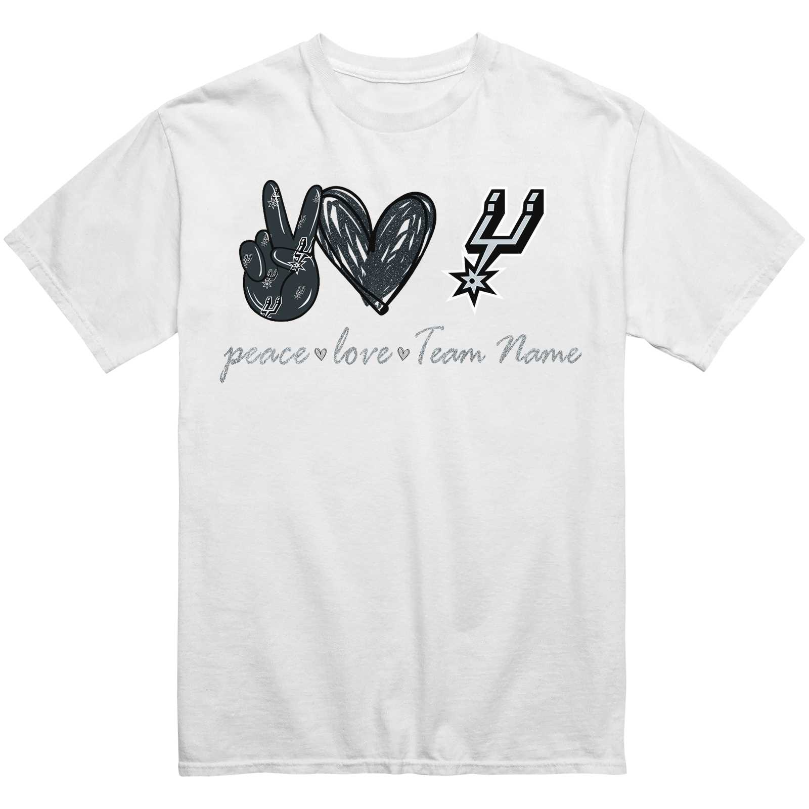 Customized San Antonio Spurs Peace Love T-Shirt