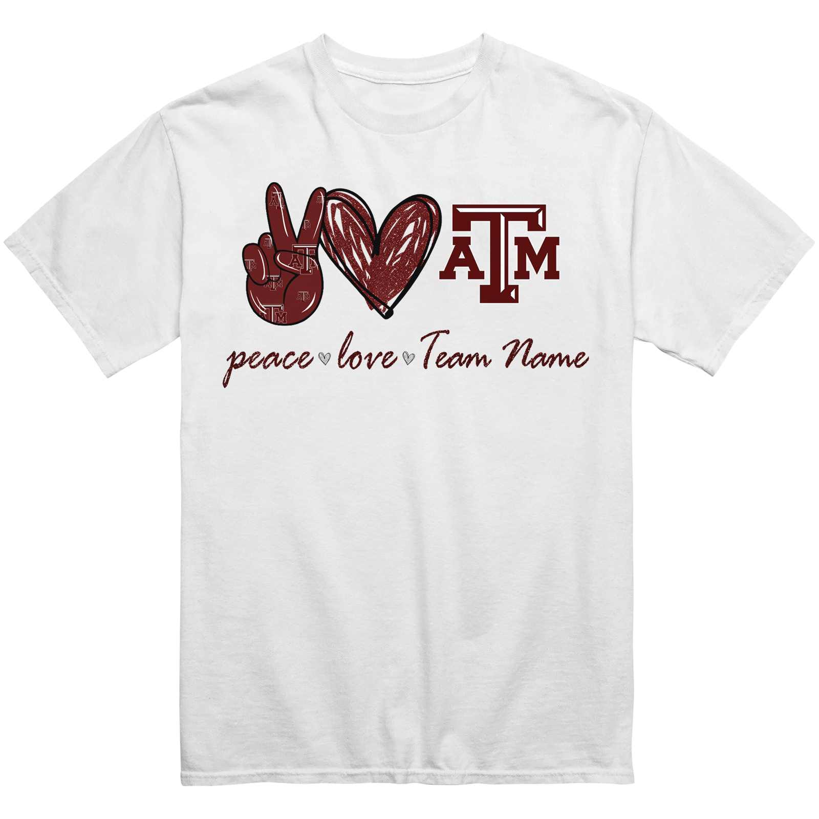 Customized Texas A&M Aggies Peace Love T-Shirt