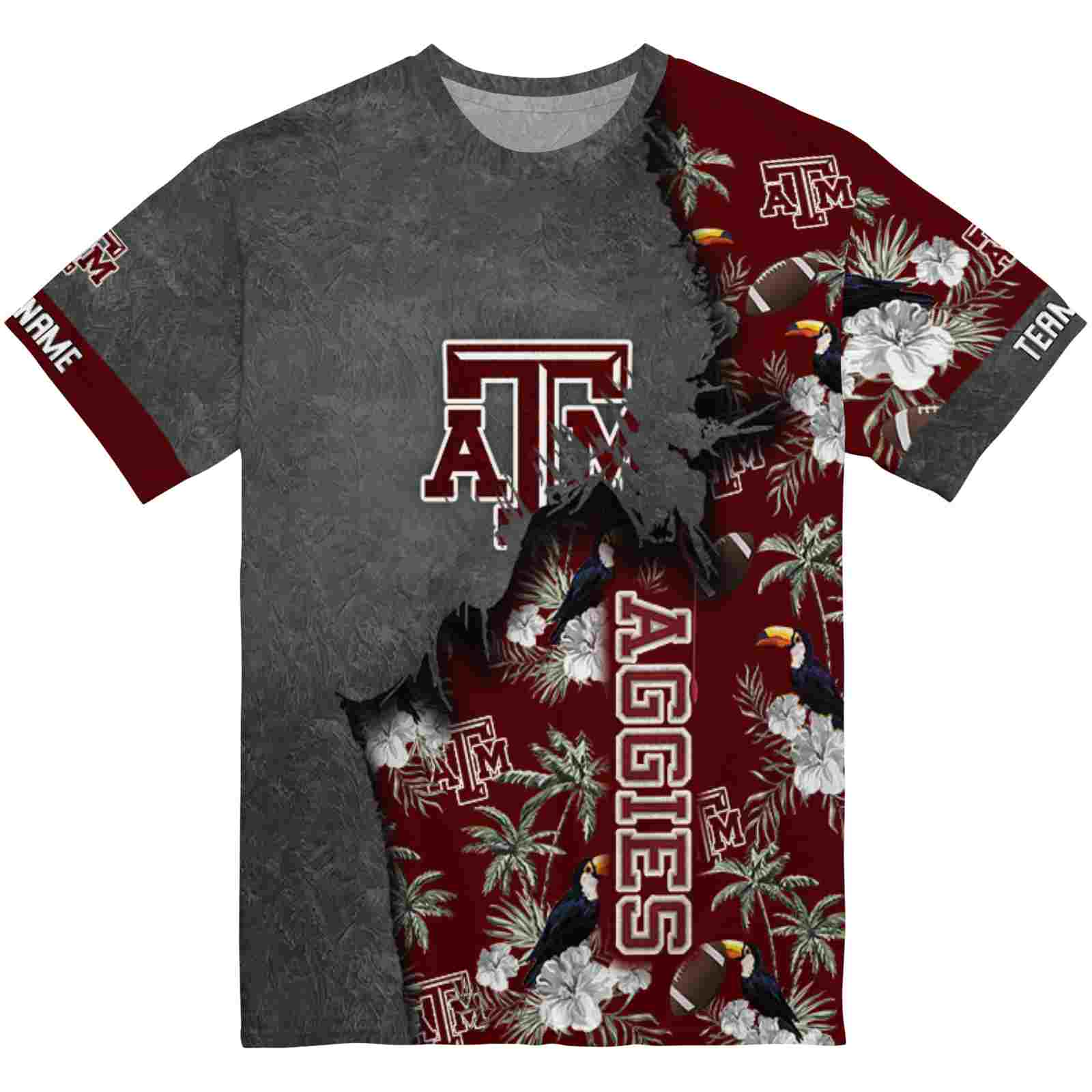 Customized Texas A&M Aggies Tropical Scene White T-Shirt