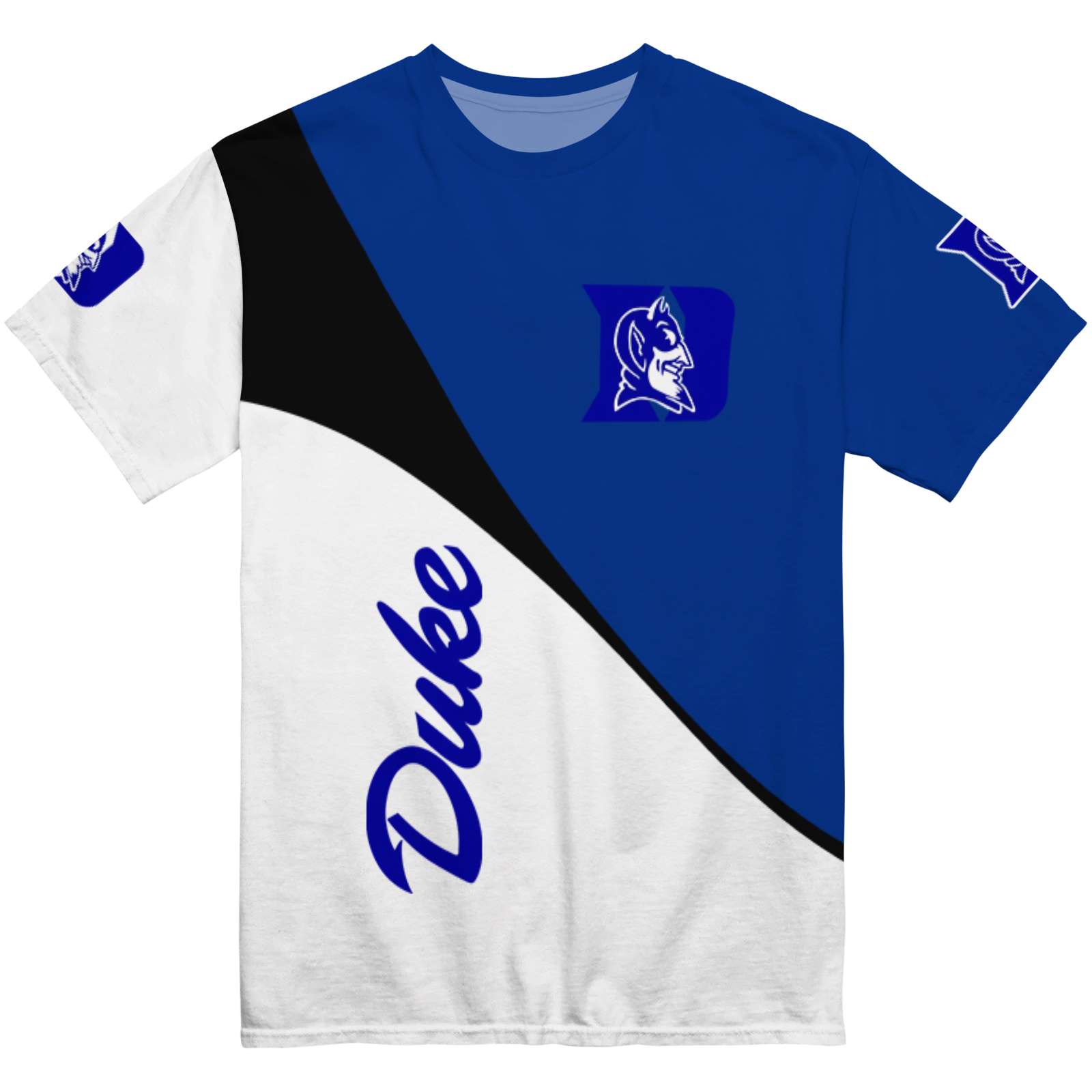 Duke Blue Devils Abstract Curve White Black T-Shirt