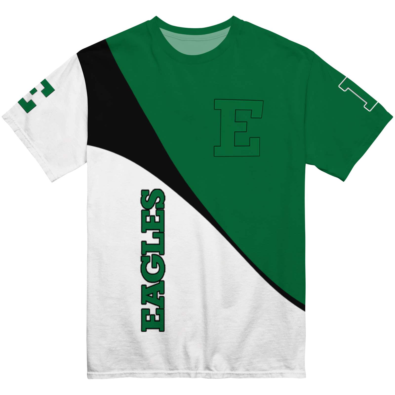 Eastern Michigan Eagles Abstract Curve White Black T-Shirt