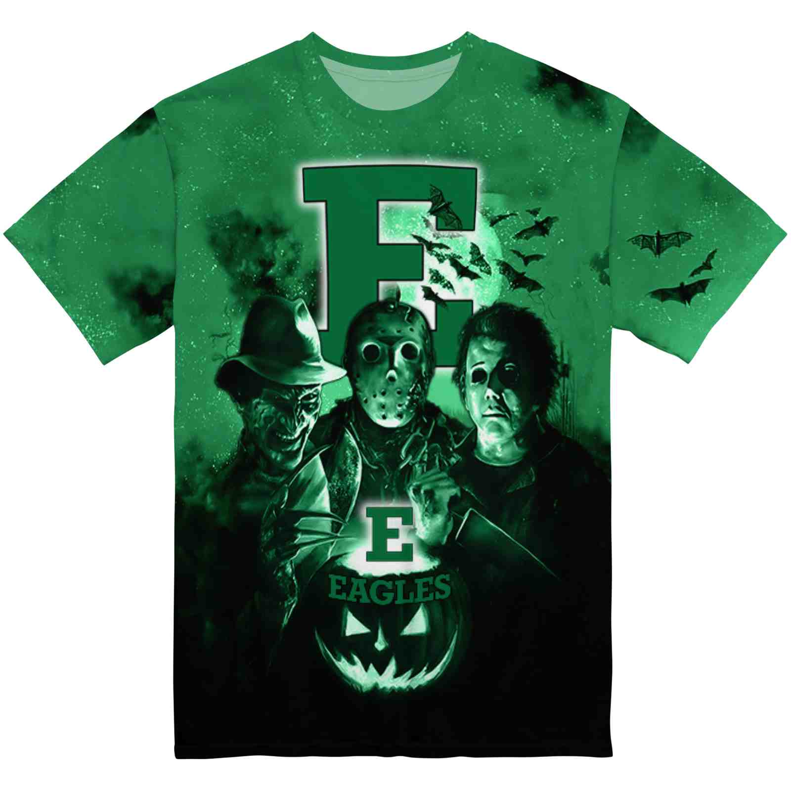 Eastern Michigan Eagles Horror Icons Green Black T-Shirt