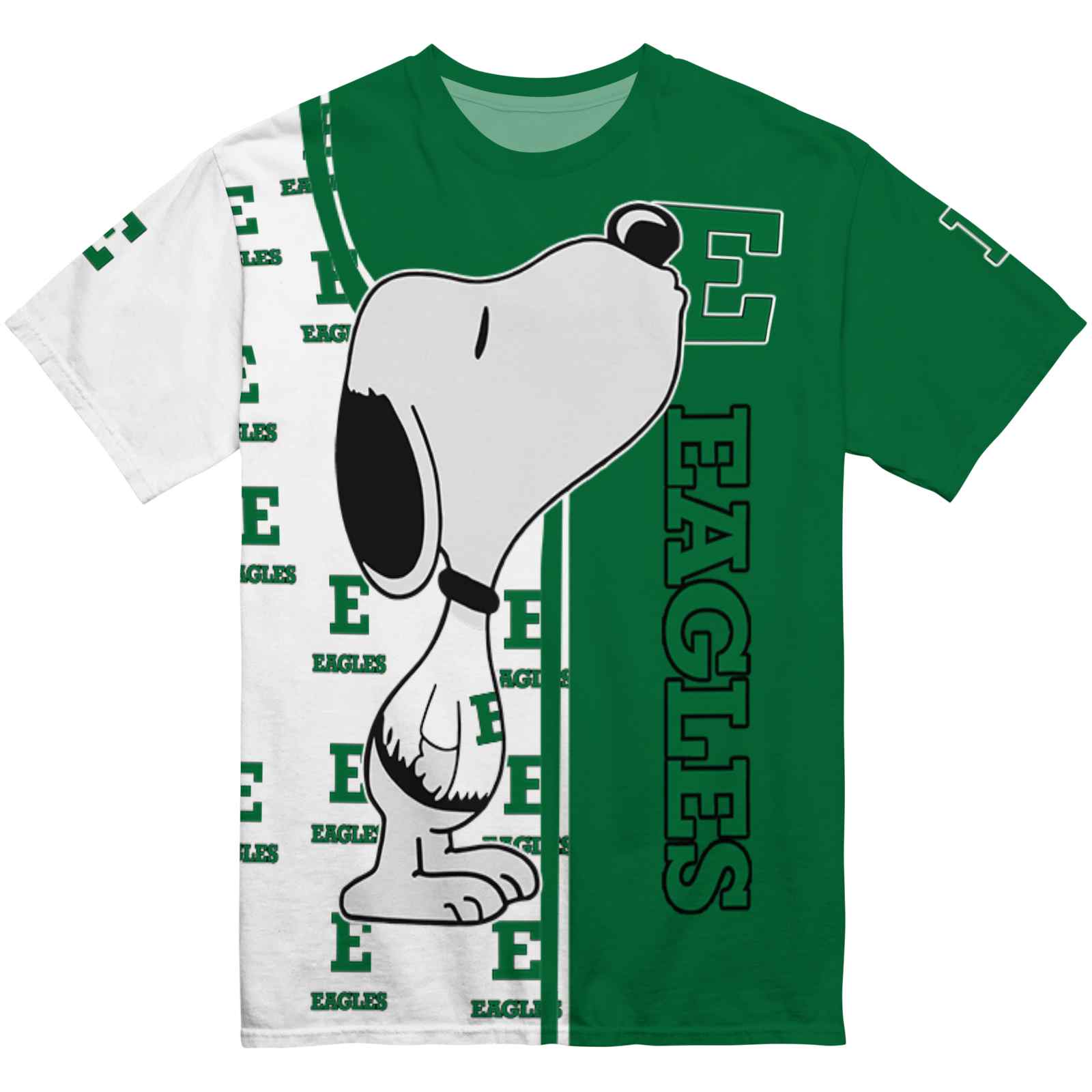 Eastern Michigan Eagles Snoopy Graphic Green T-Shirt