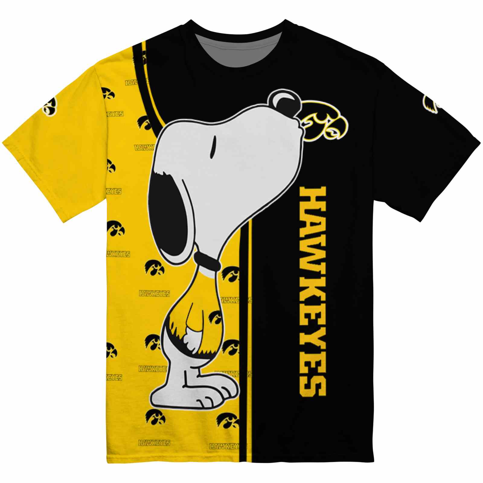 Iowa Hawkeyes Snoopy Graphic Black T-Shirt