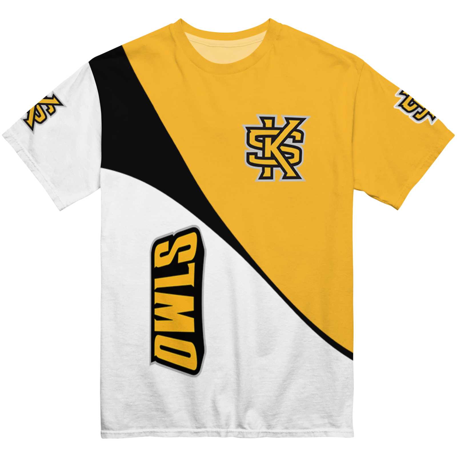 Kennesaw State Owls Abstract Curve White Black T-Shirt