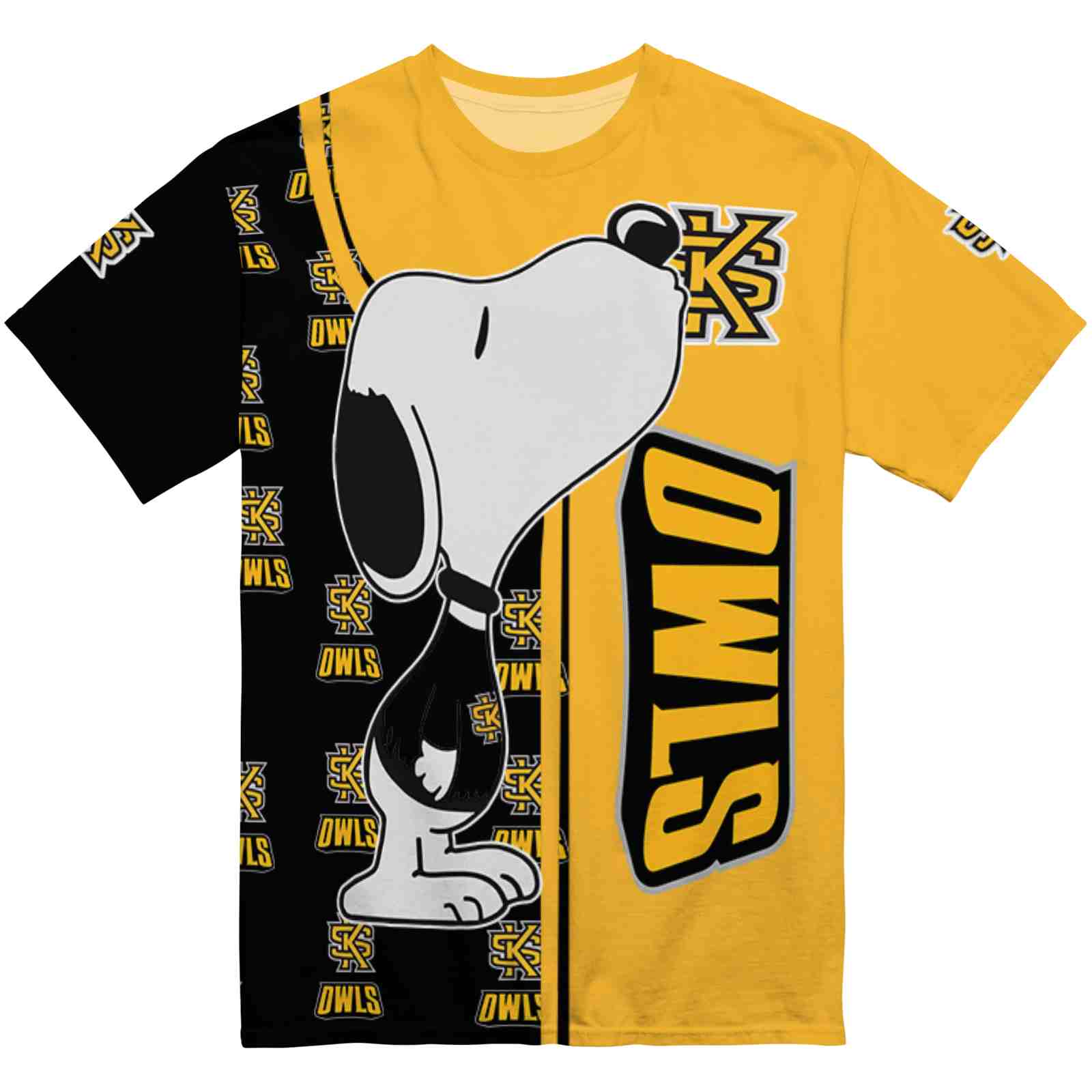 Kennesaw State Owls Snoopy Graphic Gold T-Shirt