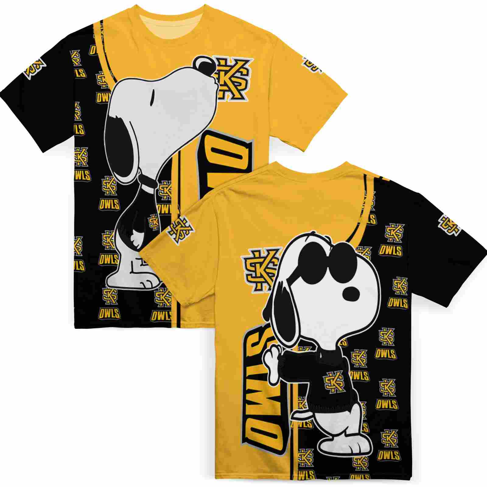 kennesaw-state-owls-snoopy-graphic-gold-t-shirt-fashion-forward