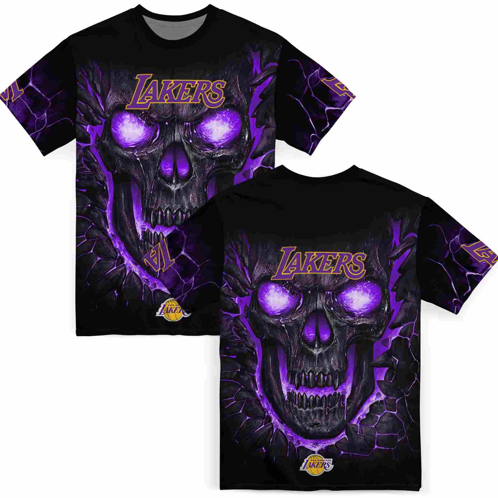 los-angeles-lakers-fiery-skull-purple-black-t-shirt-fashion-forward