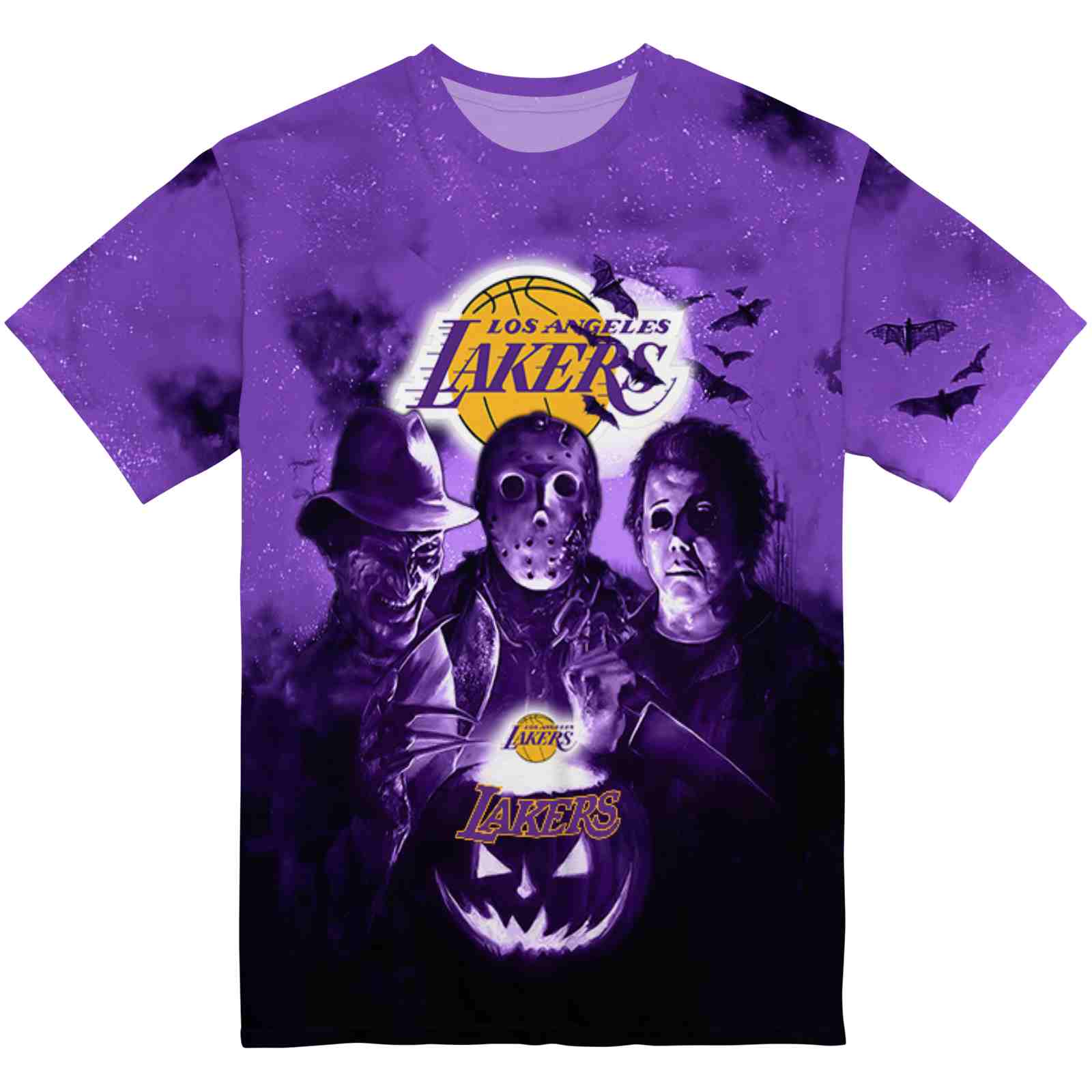 Los Angeles Lakers Horror Icons Purple Black T-Shirt