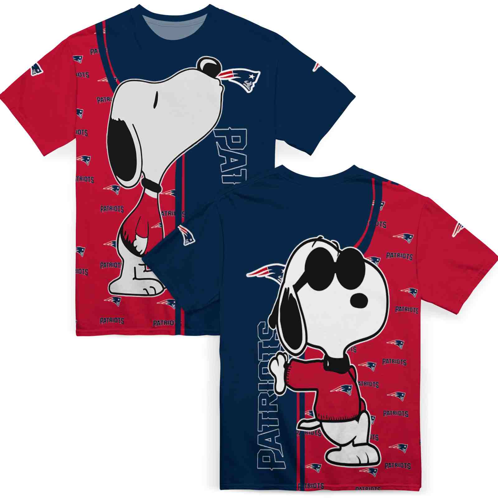 new-england-patriots-snoopy-graphic-blue-t-shirt-fashion-forward