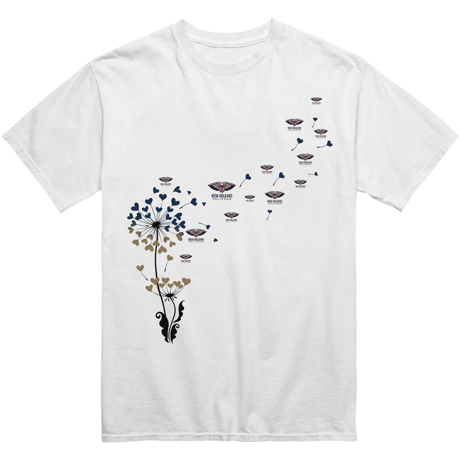 New Orleans Pelicans Heart Dandelion T-Shirt