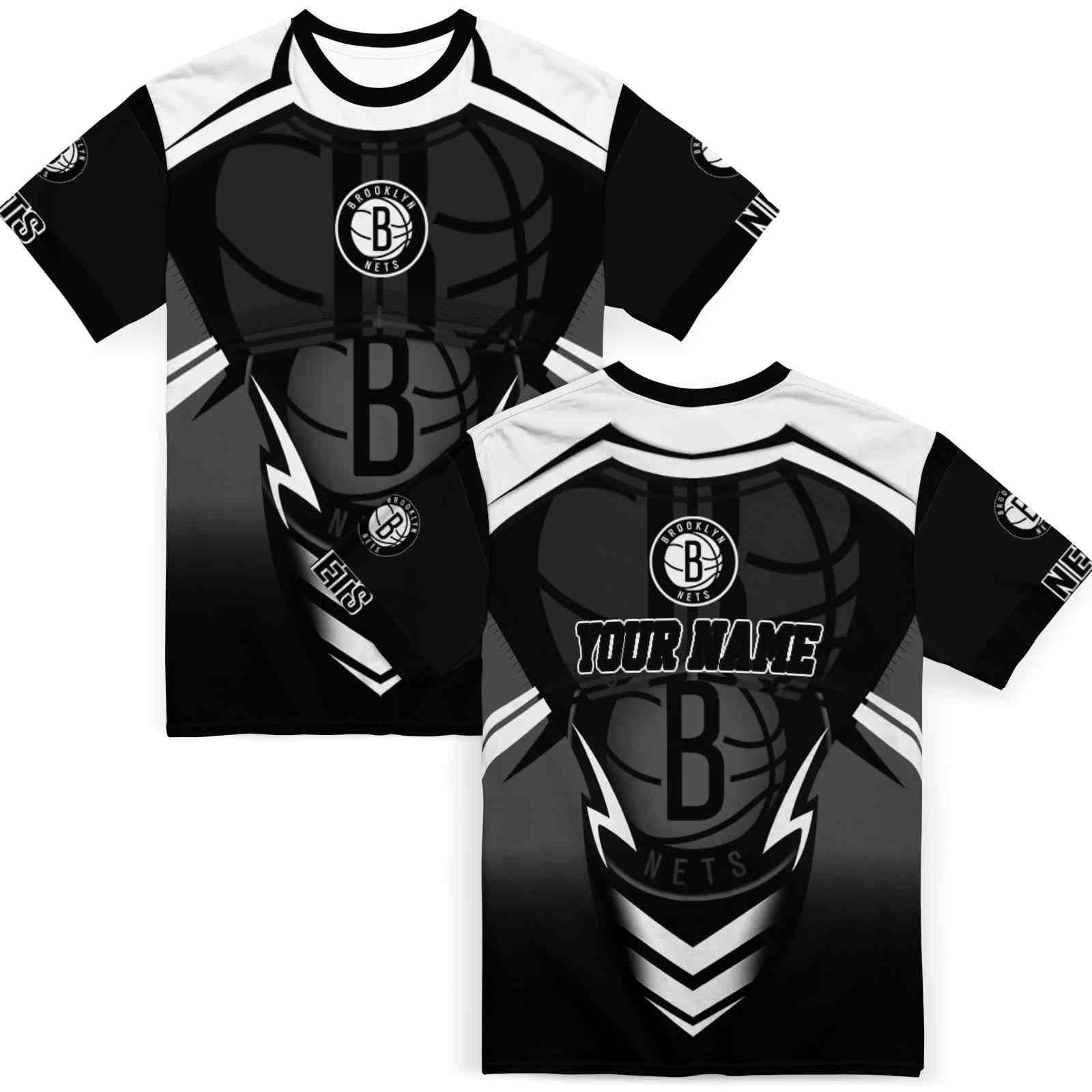 personalized-brooklyn-nets-futuristic-armor-black-white-t-shirt-fashion-forward