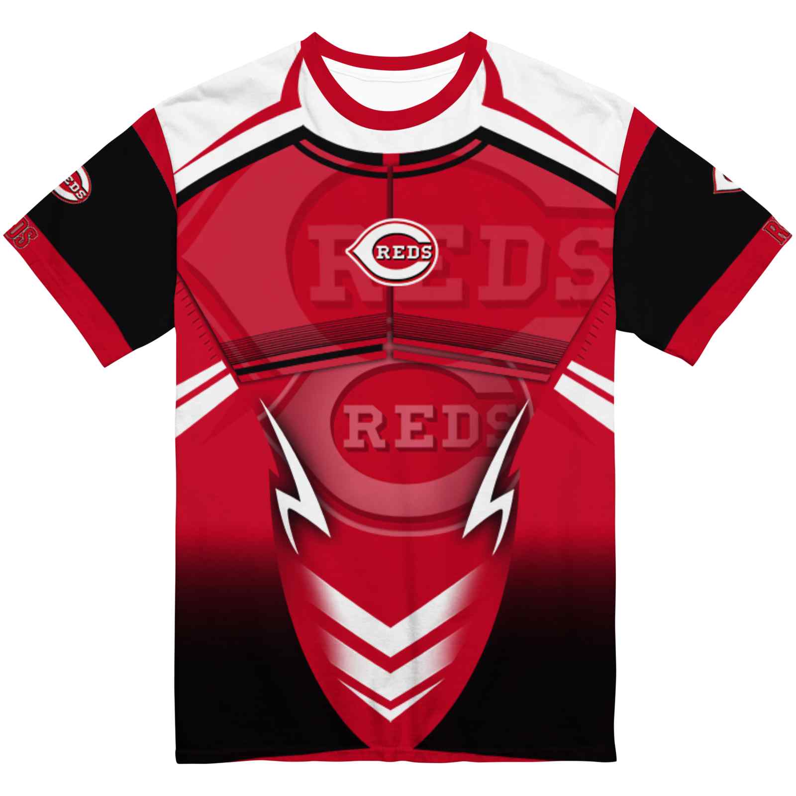 Personalized Cincinnati Reds Futuristic Armor Red Black White T-Shirt