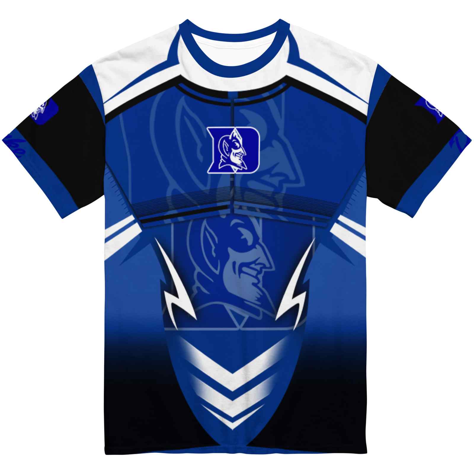 Personalized Duke Blue Devils Futuristic Armor Blue Black White T-Shirt