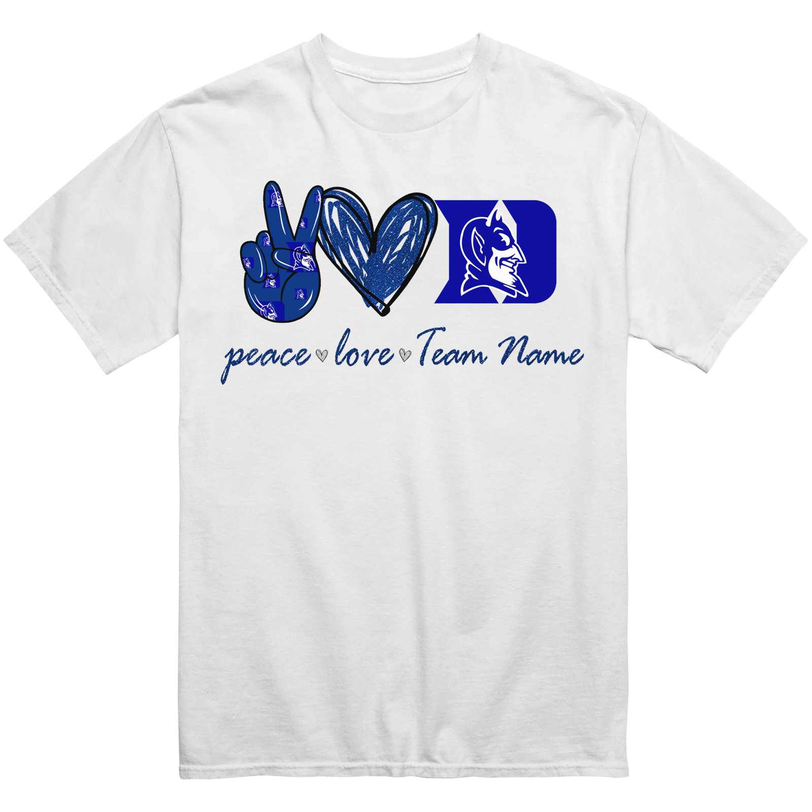 Personalized Duke Blue Devils Peace Love T-Shirt