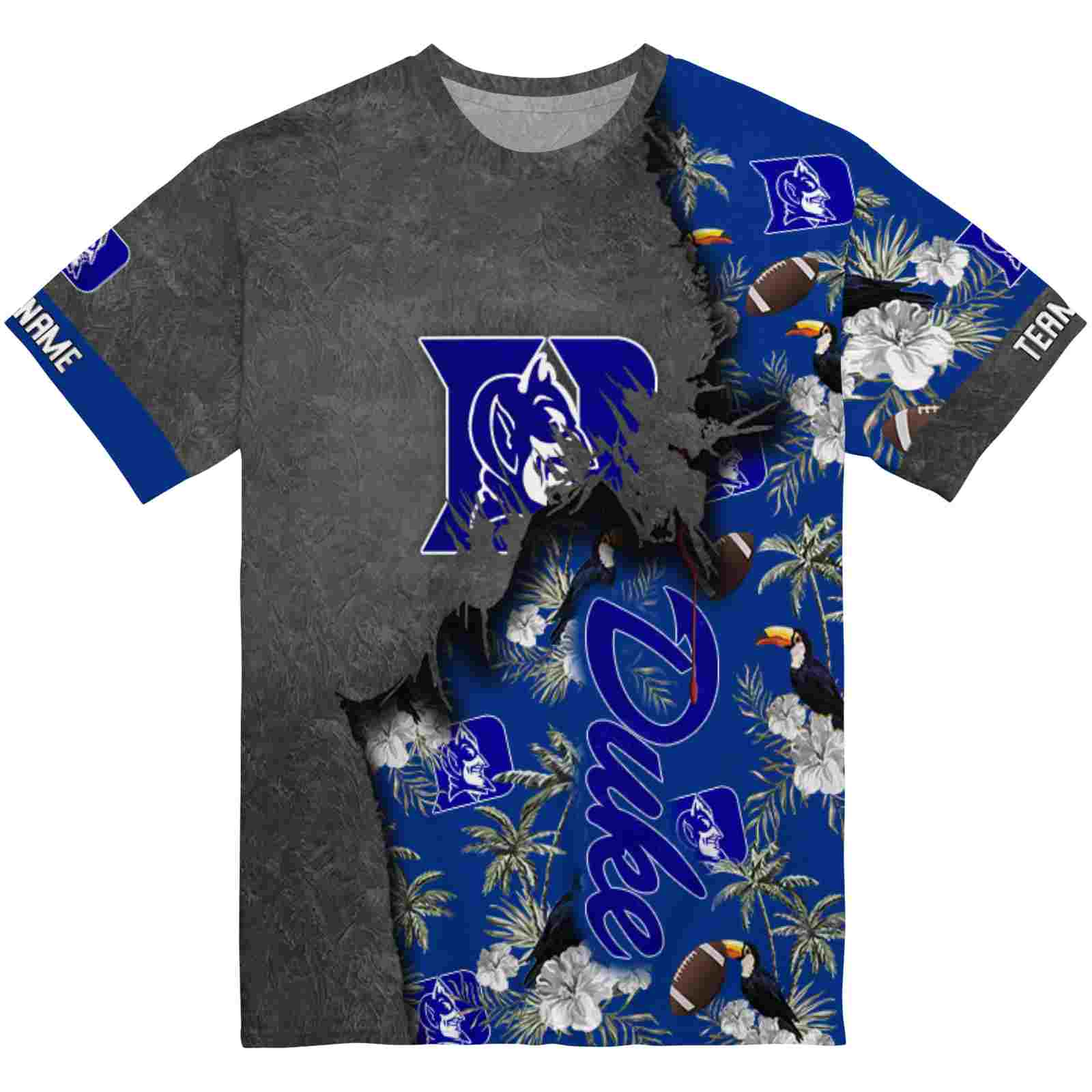 Personalized Duke Blue Devils Tropical Scene White T-Shirt