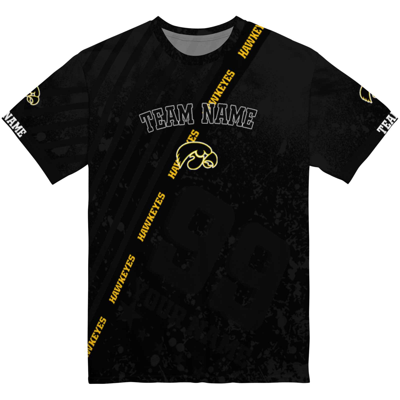 Personalized Iowa Hawkeyes Splatter Art Black T-Shirt