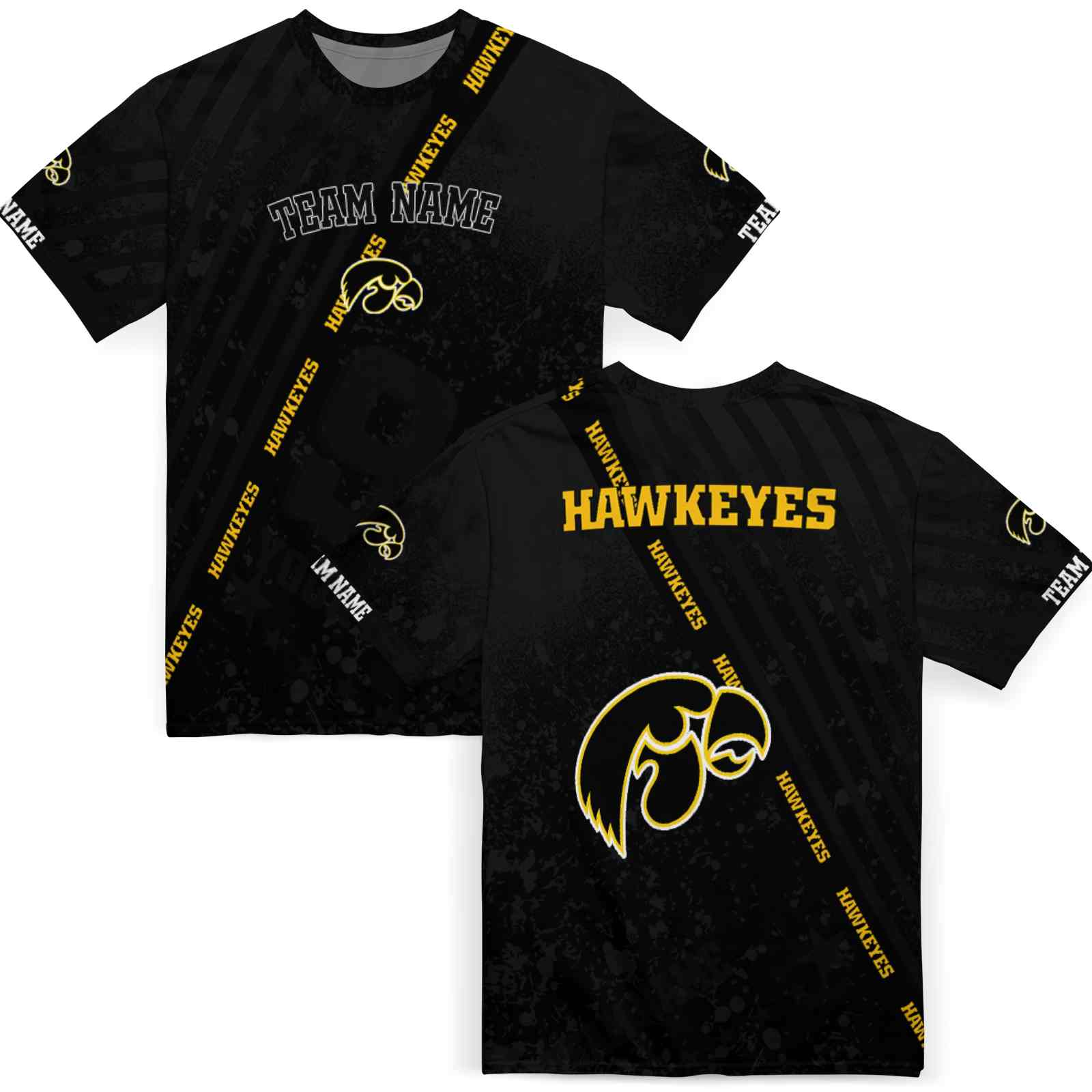 personalized-iowa-hawkeyes-splatter-art-black-t-shirt-fashion-forward