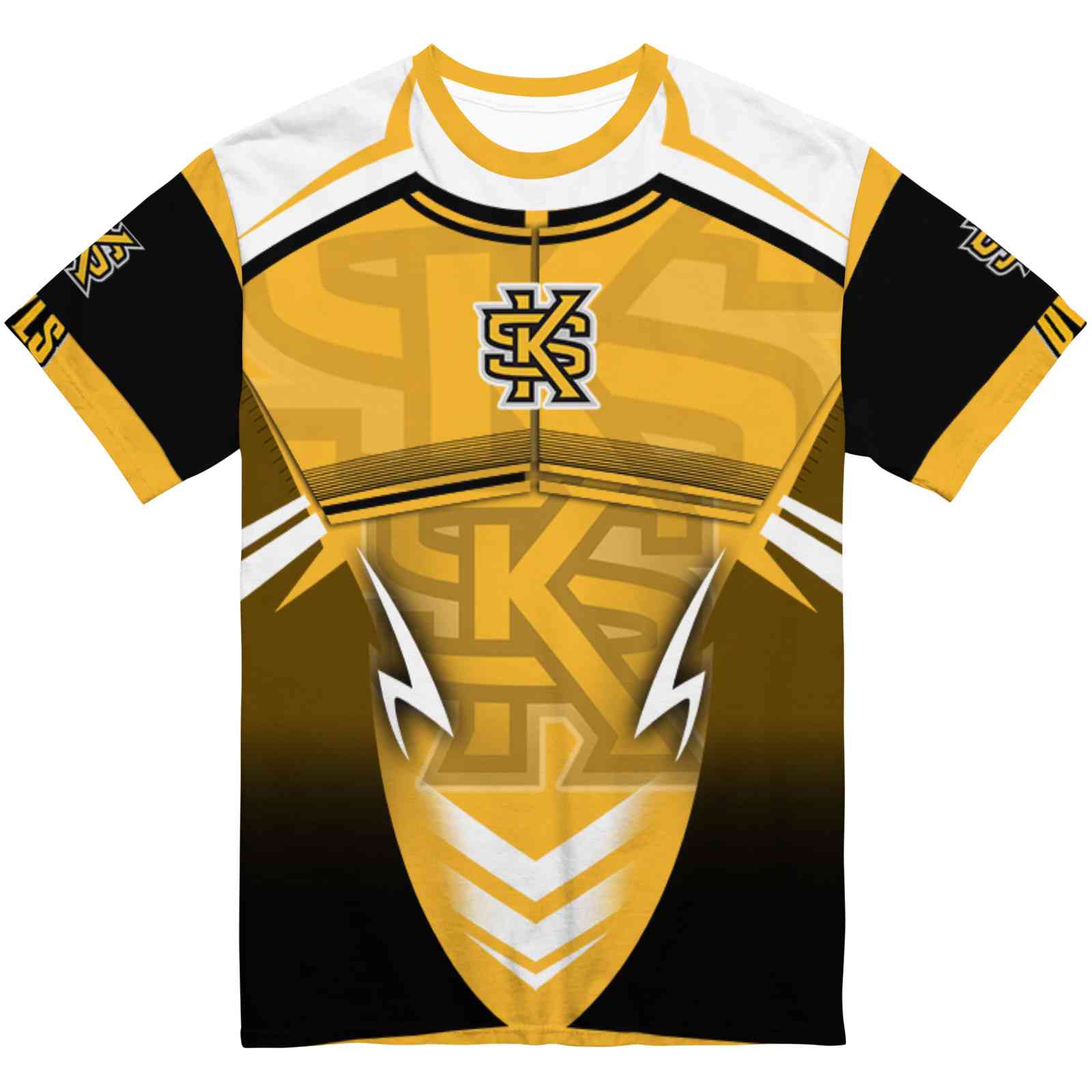 Personalized Kennesaw State Owls Futuristic Armor Gold Black White T-Shirt